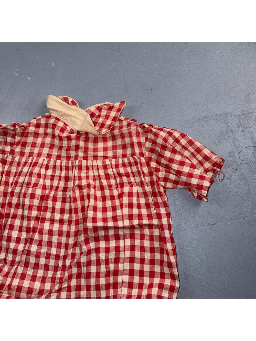 VTG 60s Red White Gingham Print Dress Eyelet Collar Picnic Sundress Rockabilly - Picture 10 of 15